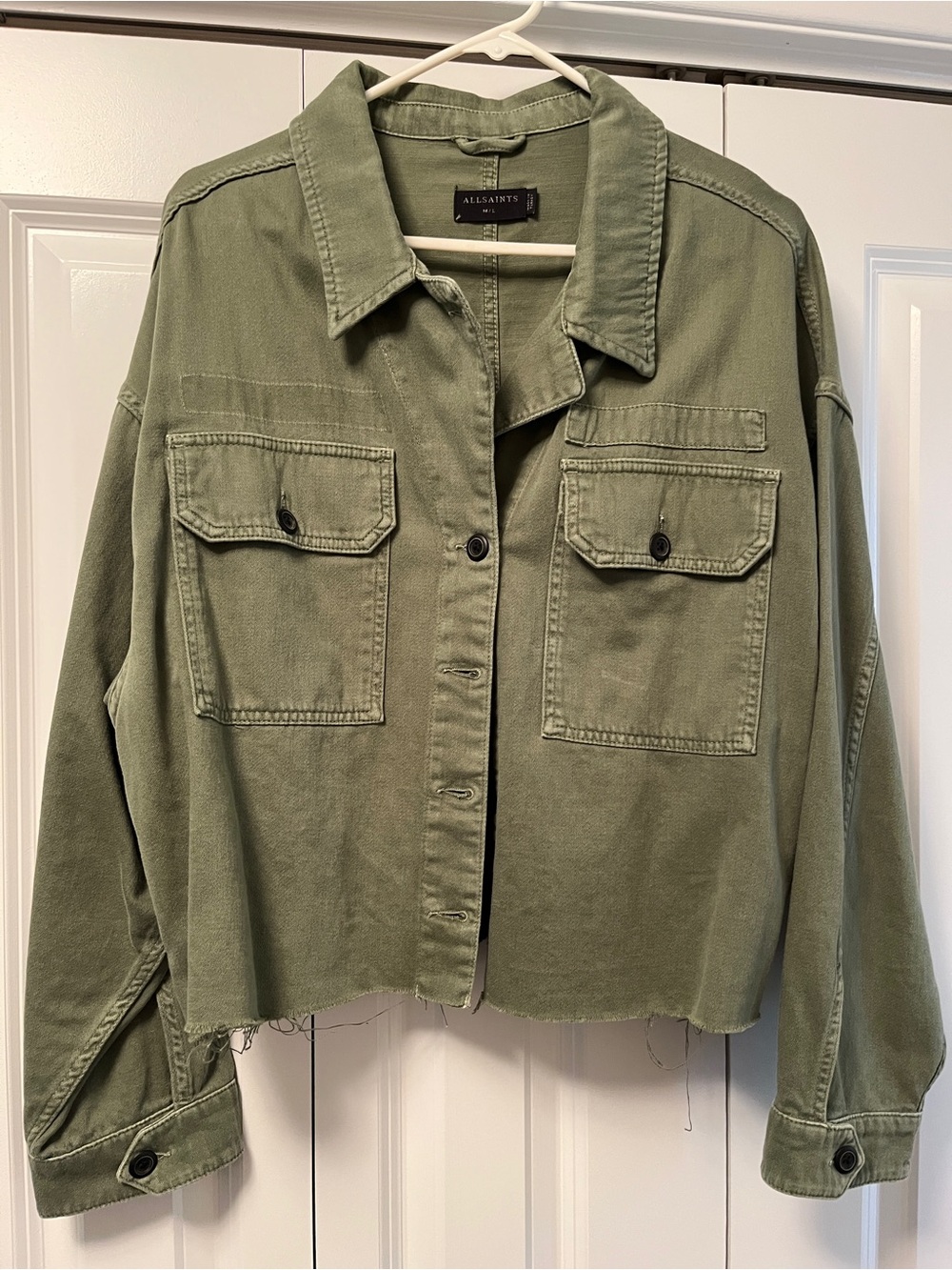 All Saints Olive Green Cropped Utility Jacket